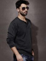 Exported Black Henley Sweater | SST10 - Image 2
