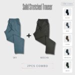 Solid Stretched Trouser 2 pcs Combo | JOG28