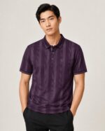 Vertical Stripe Premium Imported Polo Shirt – CQP02-Maroon - Image 2