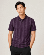Vertical Stripe Premium Imported Polo Shirt – CQP02-Maroon - Image 2