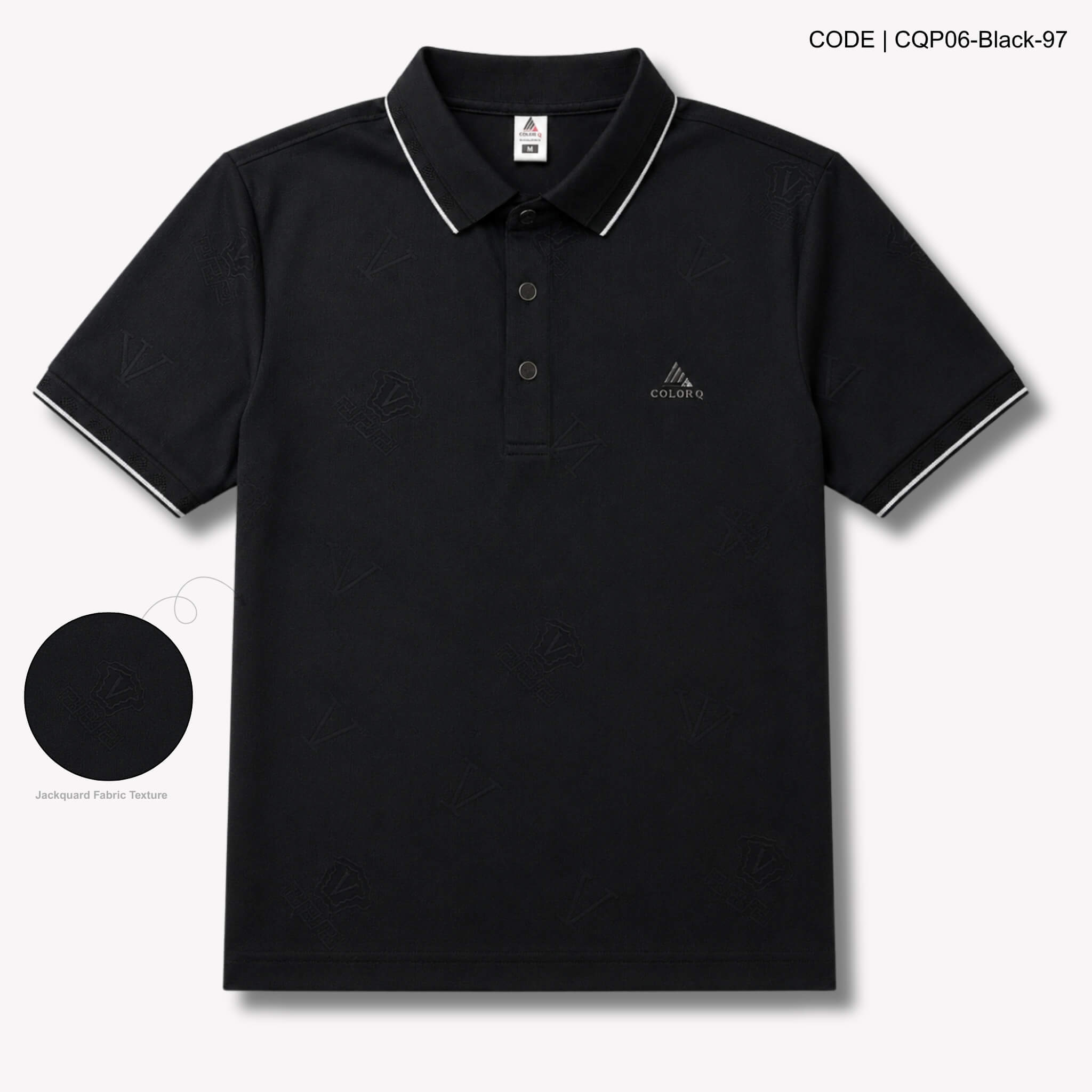 CQP06-Black Imported Scattered Jacquard Polo – CQP06-Black - Image 1