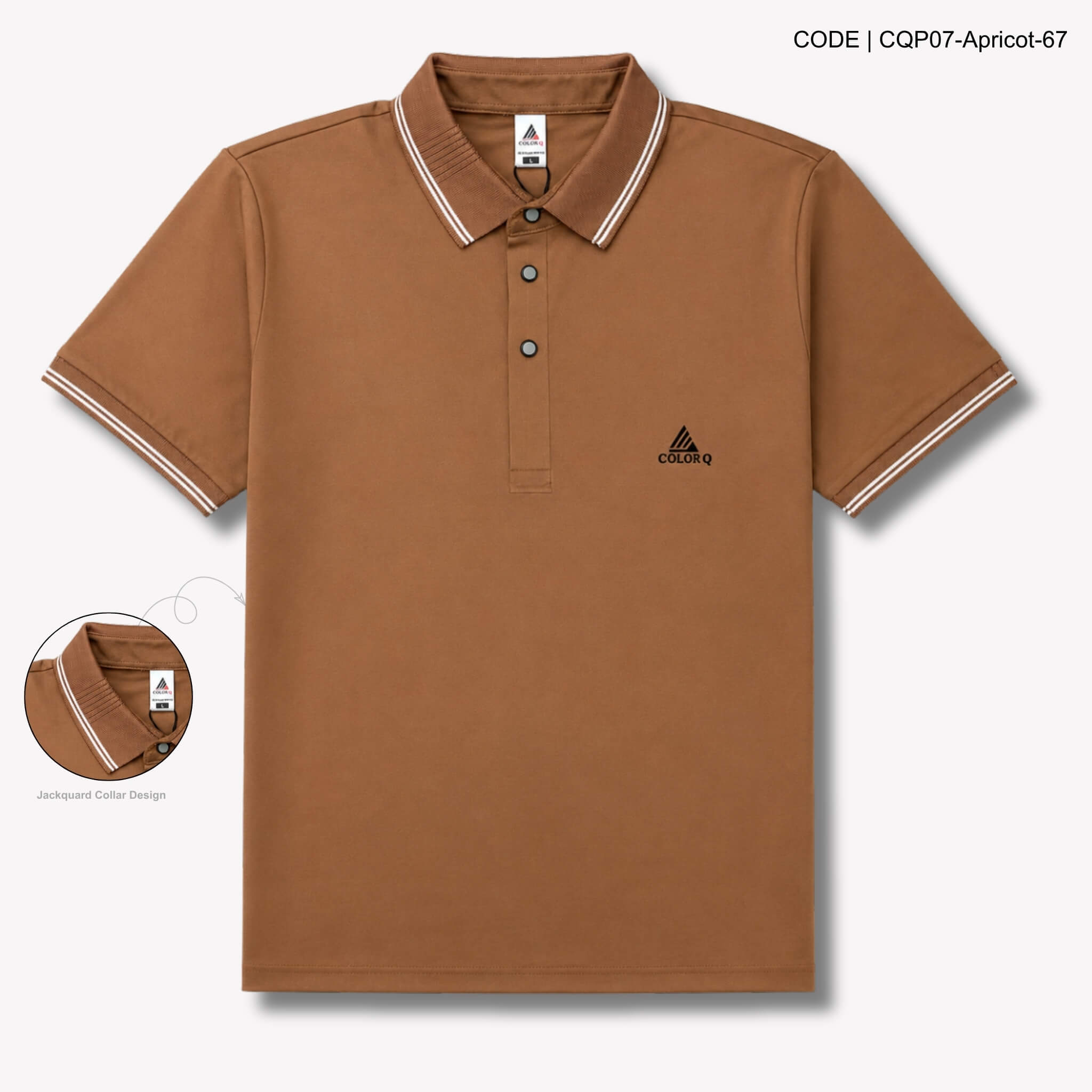 CQP07-Apricot Imported Solid Executive Polo – CQP07-Apricot - Image 1