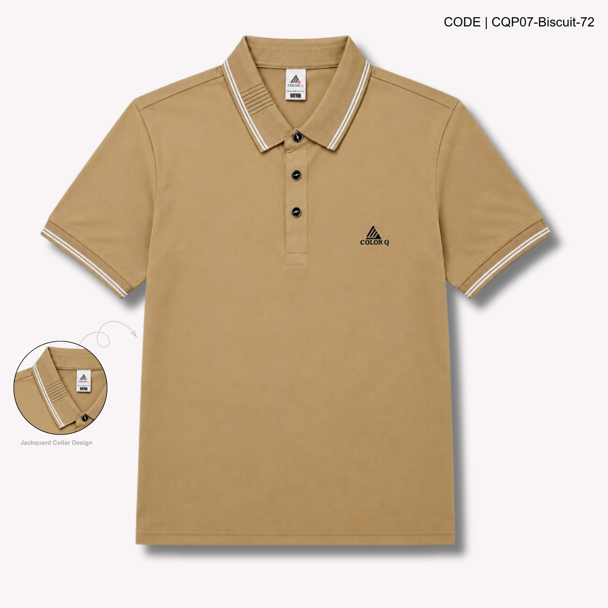 CQP07-Biscuit Imported Solid Executive Polo – CQP07-Biscuit - Image 1