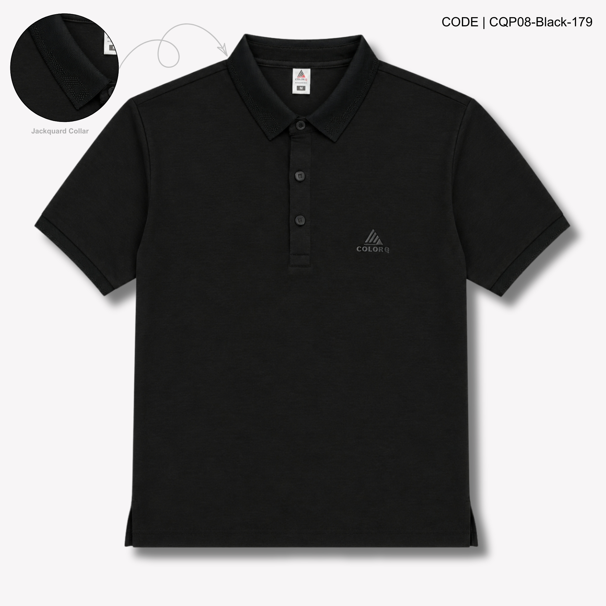 CQP08-Black-179 Imported Platinum Solid Polo – CQP08-Black-179 - Image 1