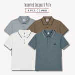 4 Pcs Combo Imported Monogram Jacquard Polo – CQP05