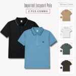 2 Pcs Combo Imported Monogram Jacquard Polo – CQP06