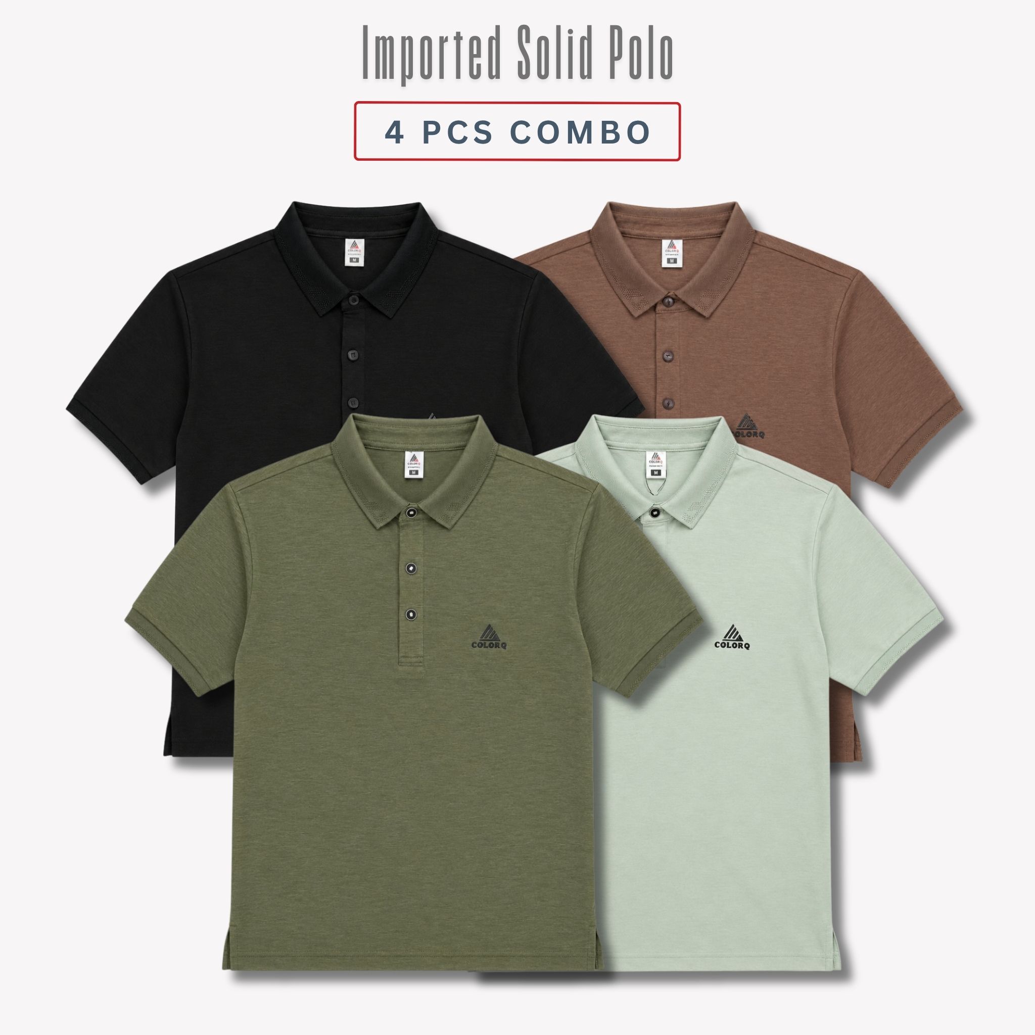CQP08-4 Pcs Combo 4 Pcs Combo Imported Platinum Solid Polo – CQP08 - Image 1